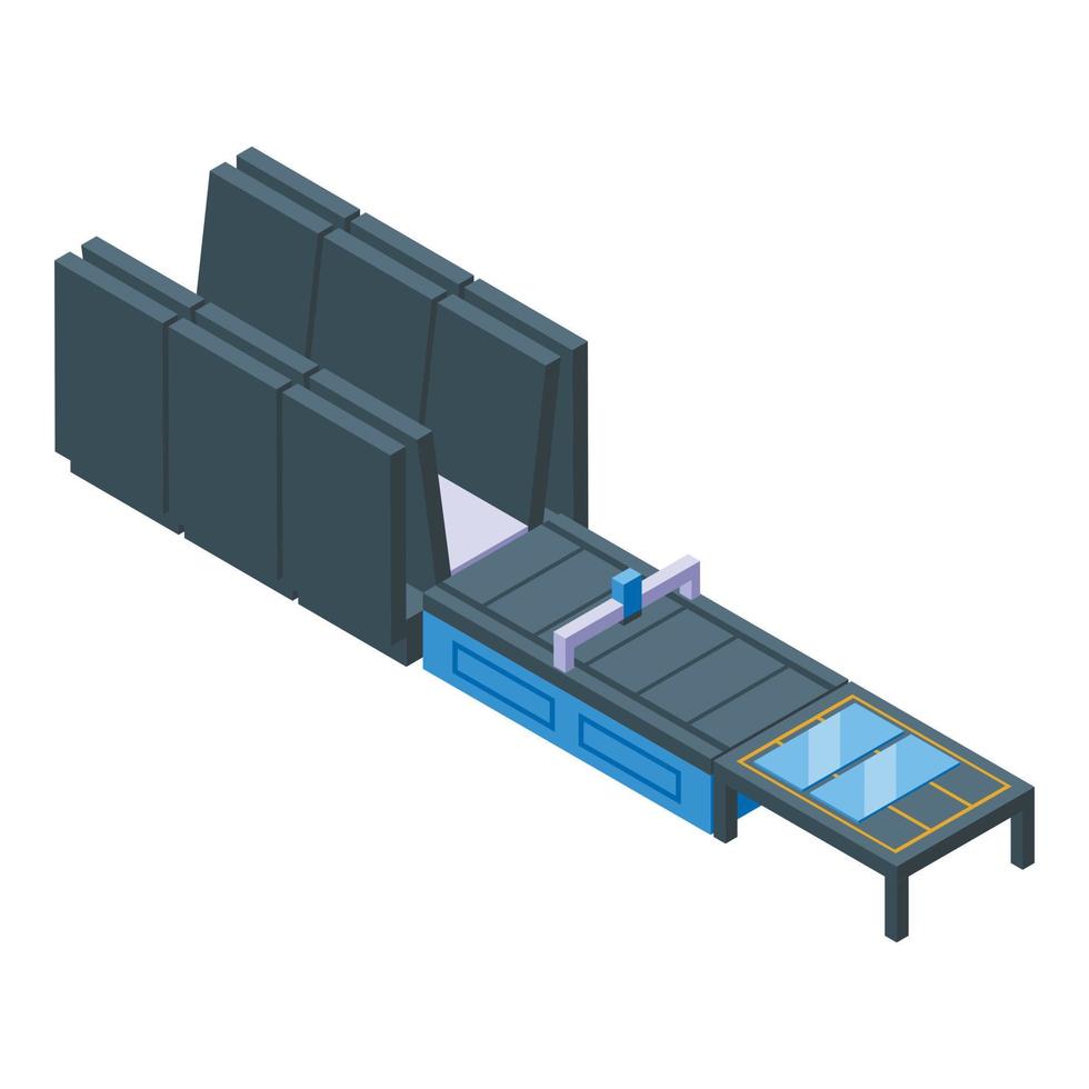 Glass production line icon isometric vector. Window factory vector