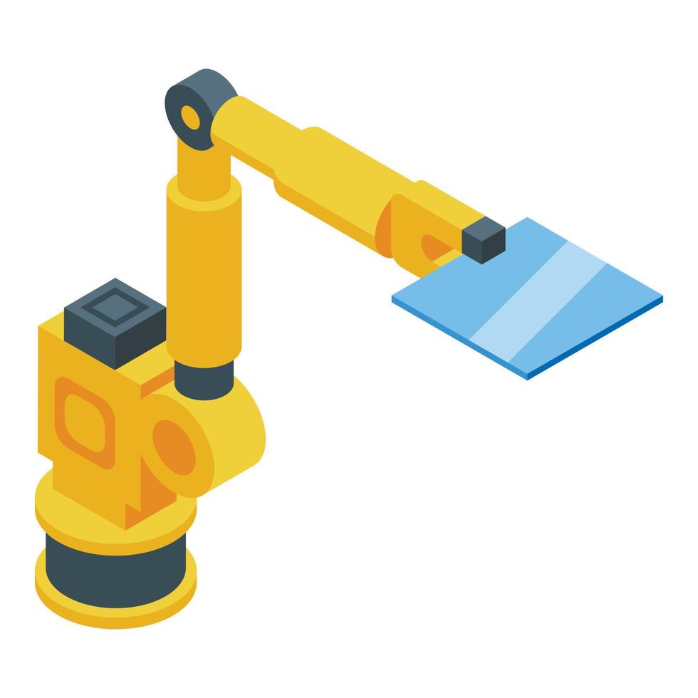 Factory glass robot icon isometric vector. Window production vector