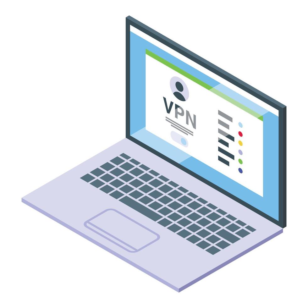 Laptop vpn icon isometric vector. Network server vector