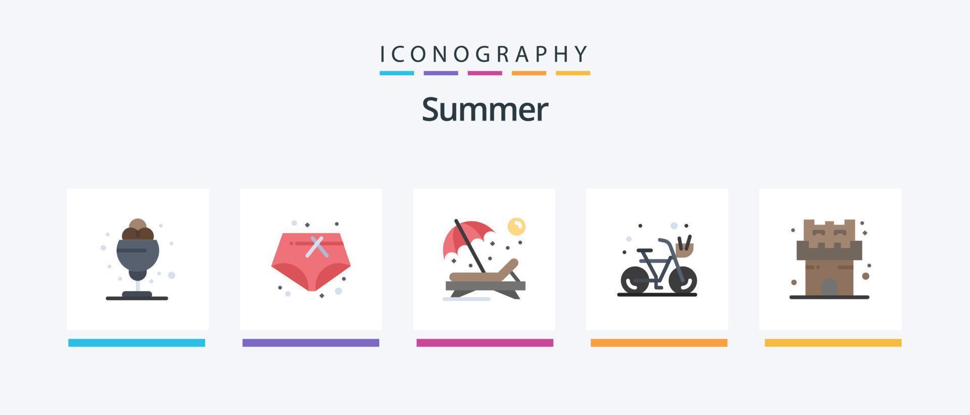 Summer Flat 5 Icon Pack Including castle. summer. chair. hot. beach. Creative Icons Design vector