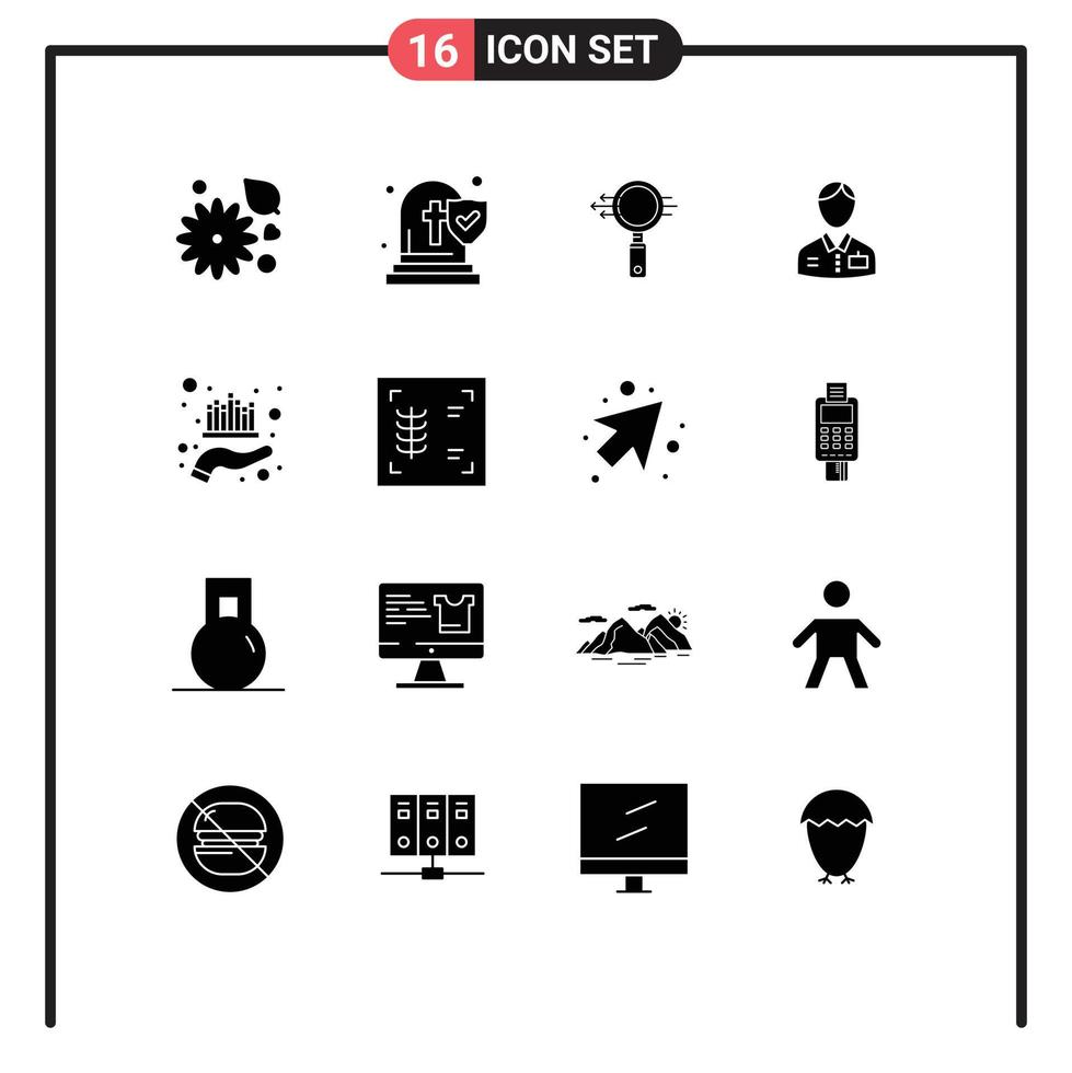 Mobile Interface Solid Glyph Set of 16 Pictograms of asset hotel search doorman bellboy Editable Vector Design Elements