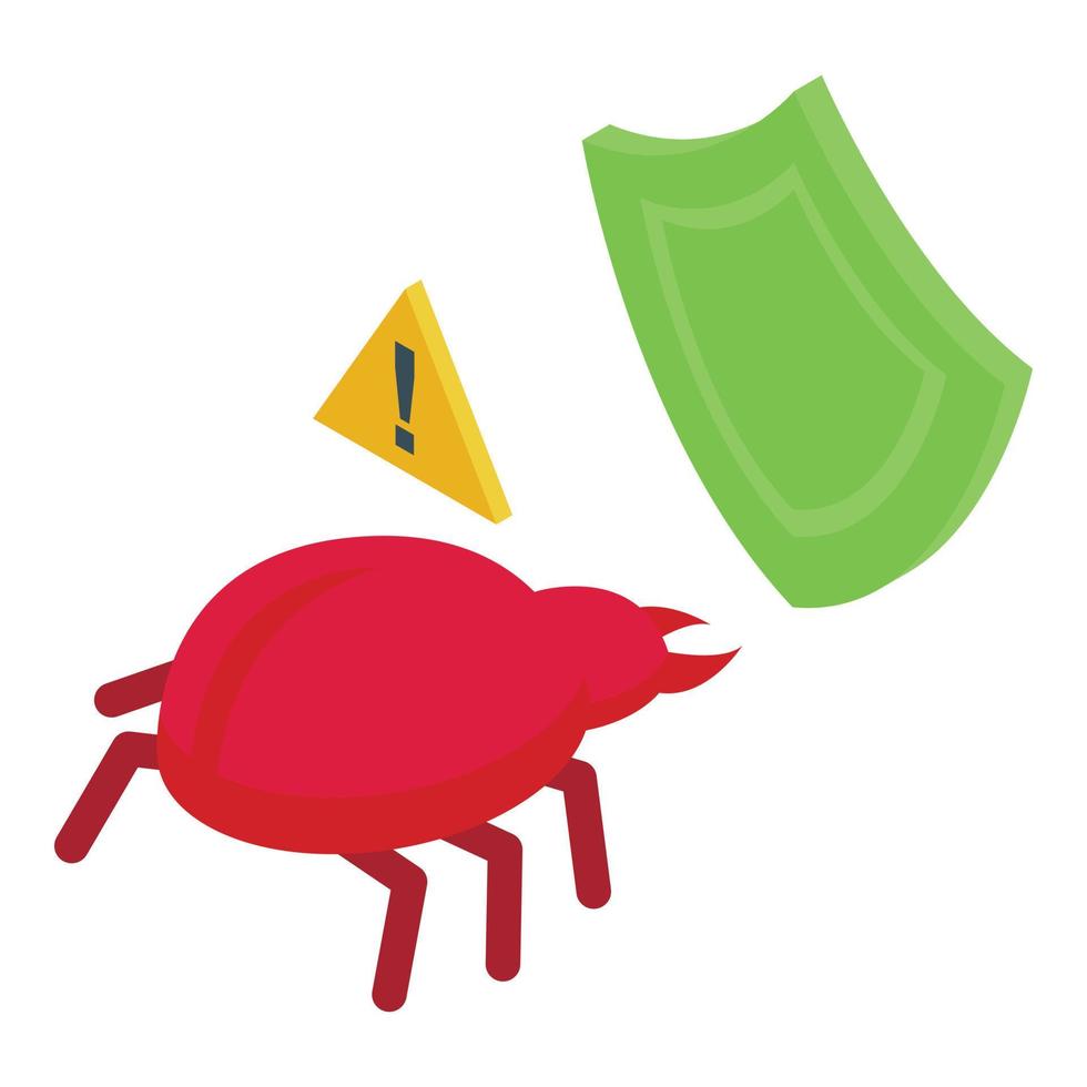 Bug protection icon isometric vector. Server network vector