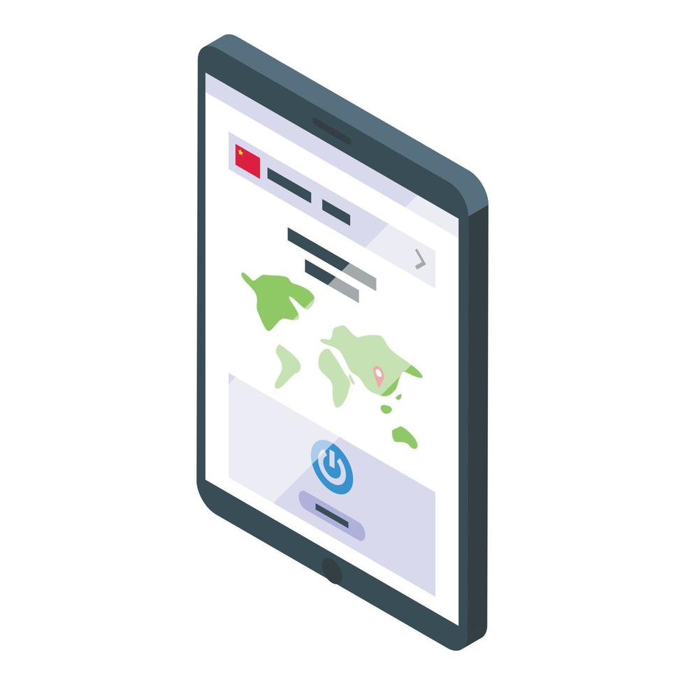 Tablet vpn icon isometric vector. Server network vector