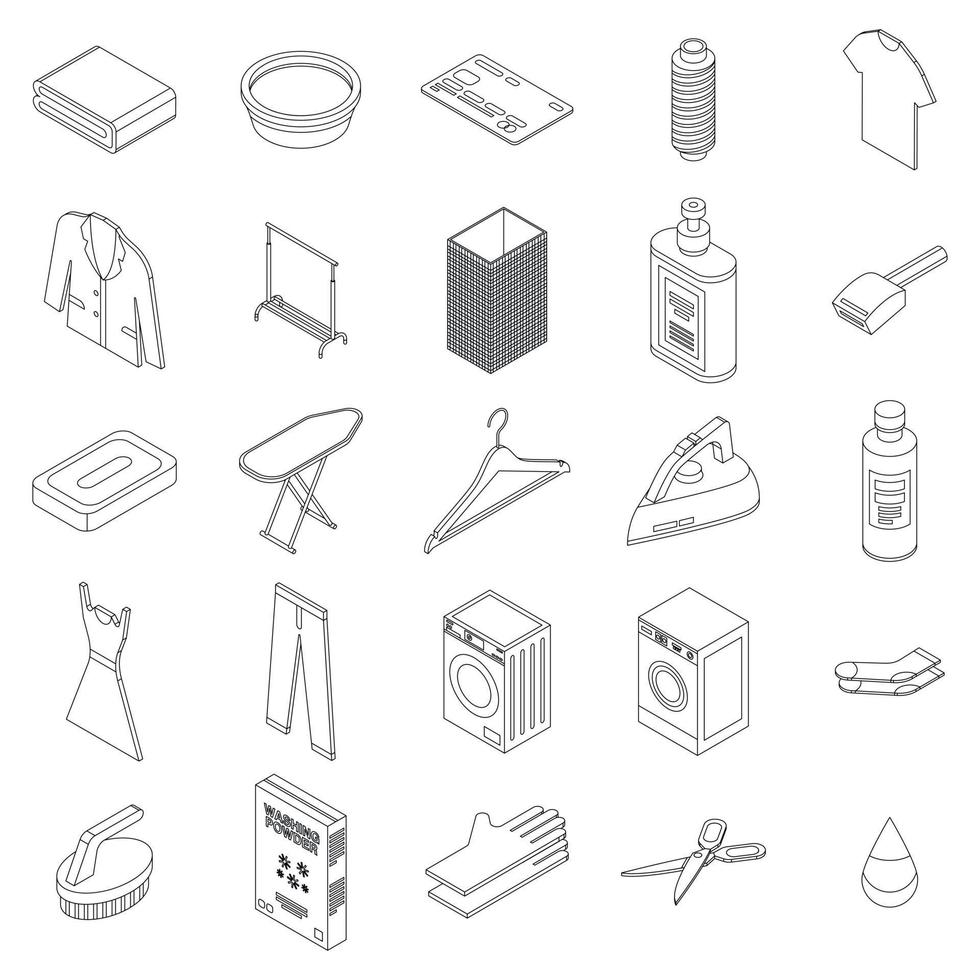 conjunto de iconos de limpieza en seco vector de contorno