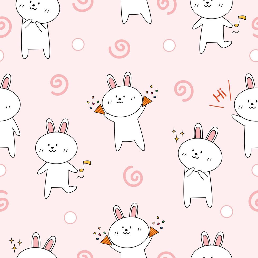 Cute rabbit seamless pattern pink background. vector