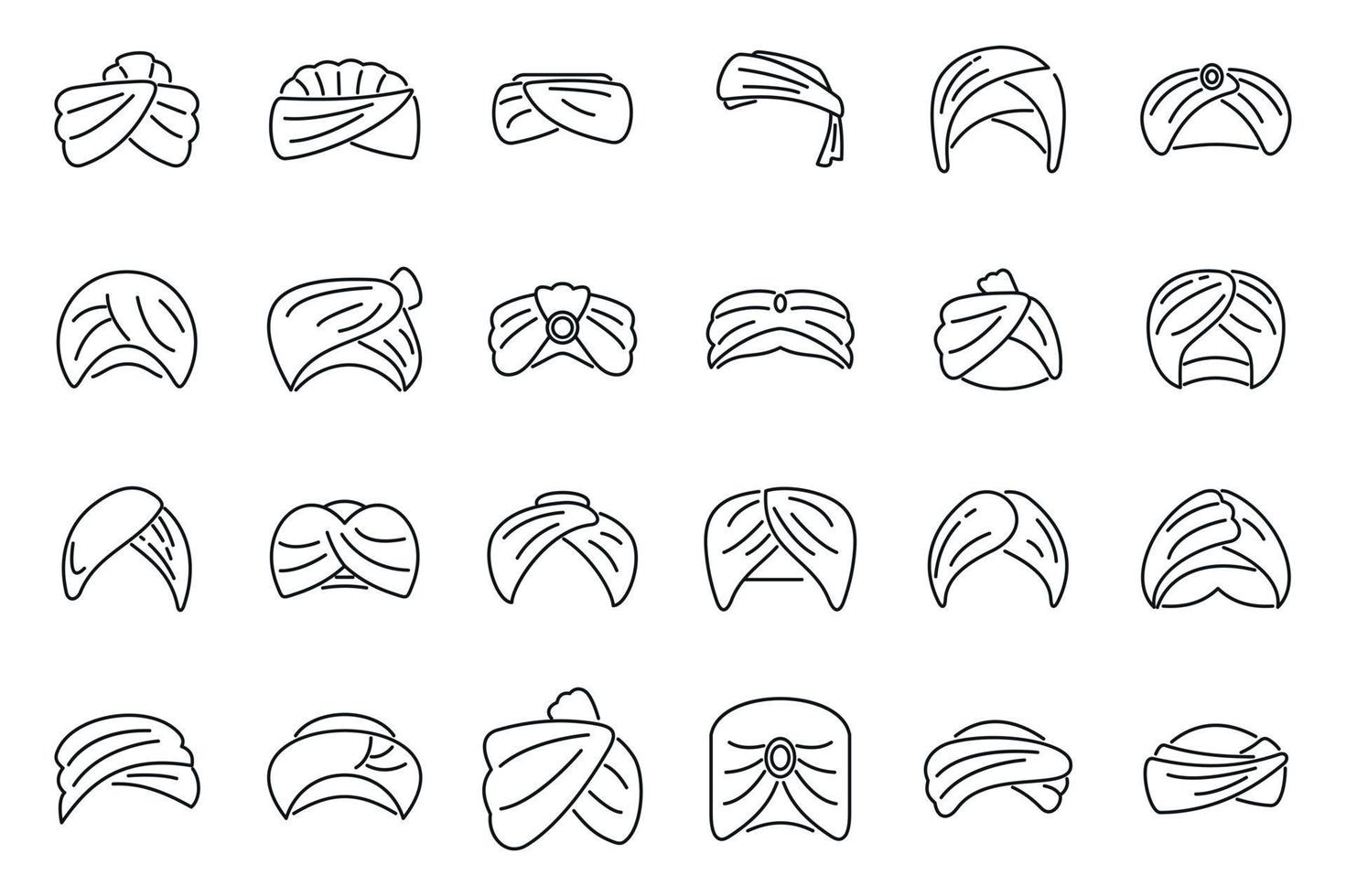 Arabic turban icons set outline vector. Arab hat vector