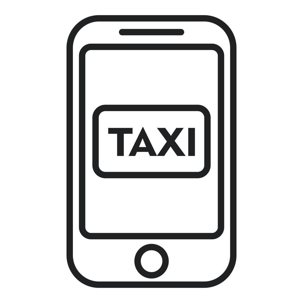 vector de contorno de icono de servicio de taxi de smartphone. transferencia de aeropuerto