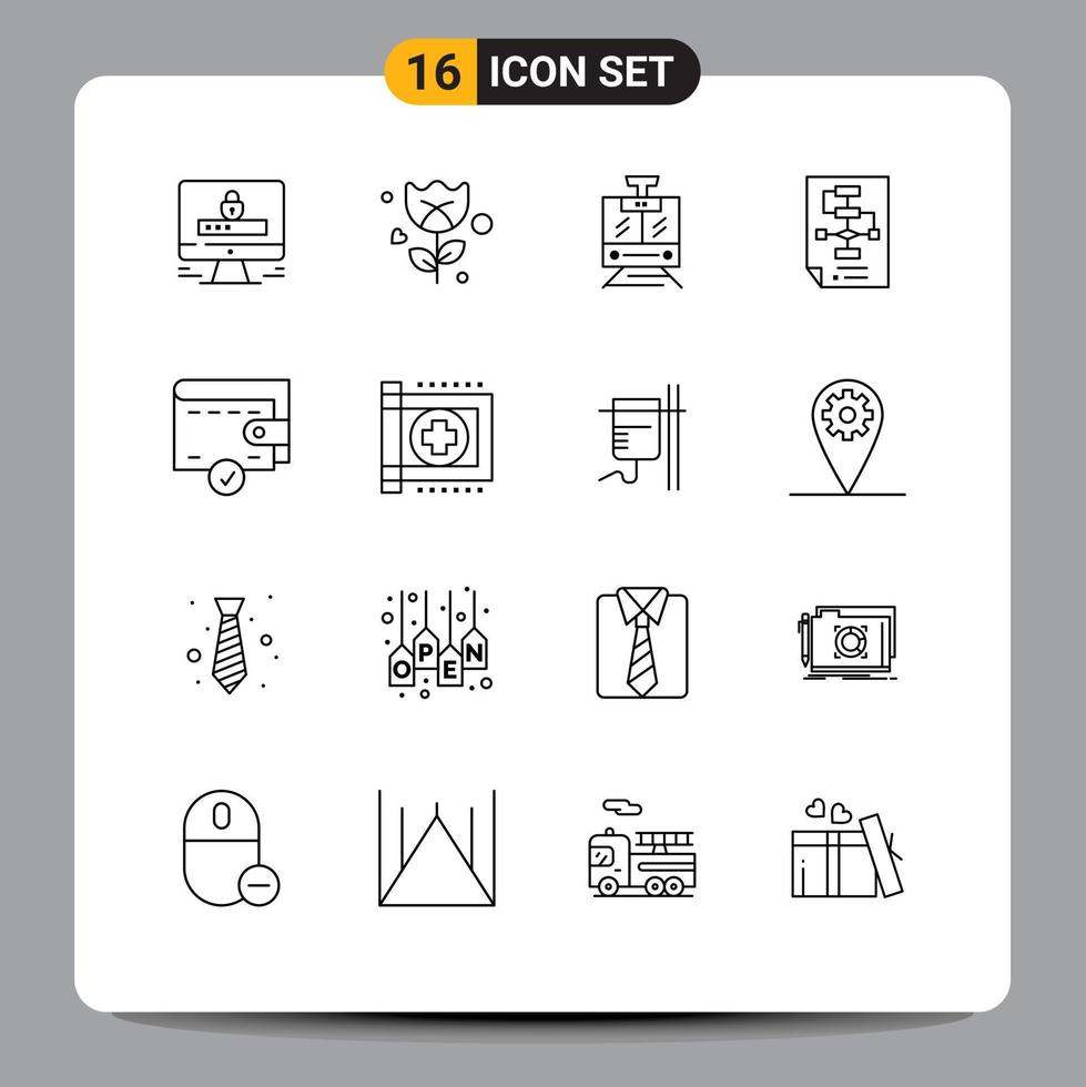 Modern Set of 16 Outlines Pictograph of money strategy public process corporate Editable Vector Design Elements