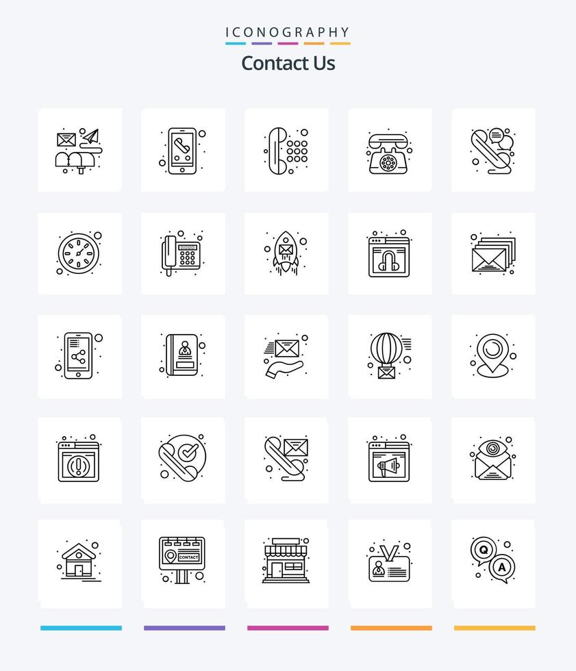 Creative Contact Us 25 OutLine icon pack  Such As line. call. communication. telephone. communication vector