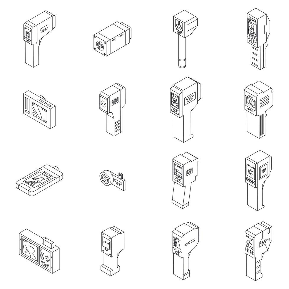 Thermal imager icons set outline vector