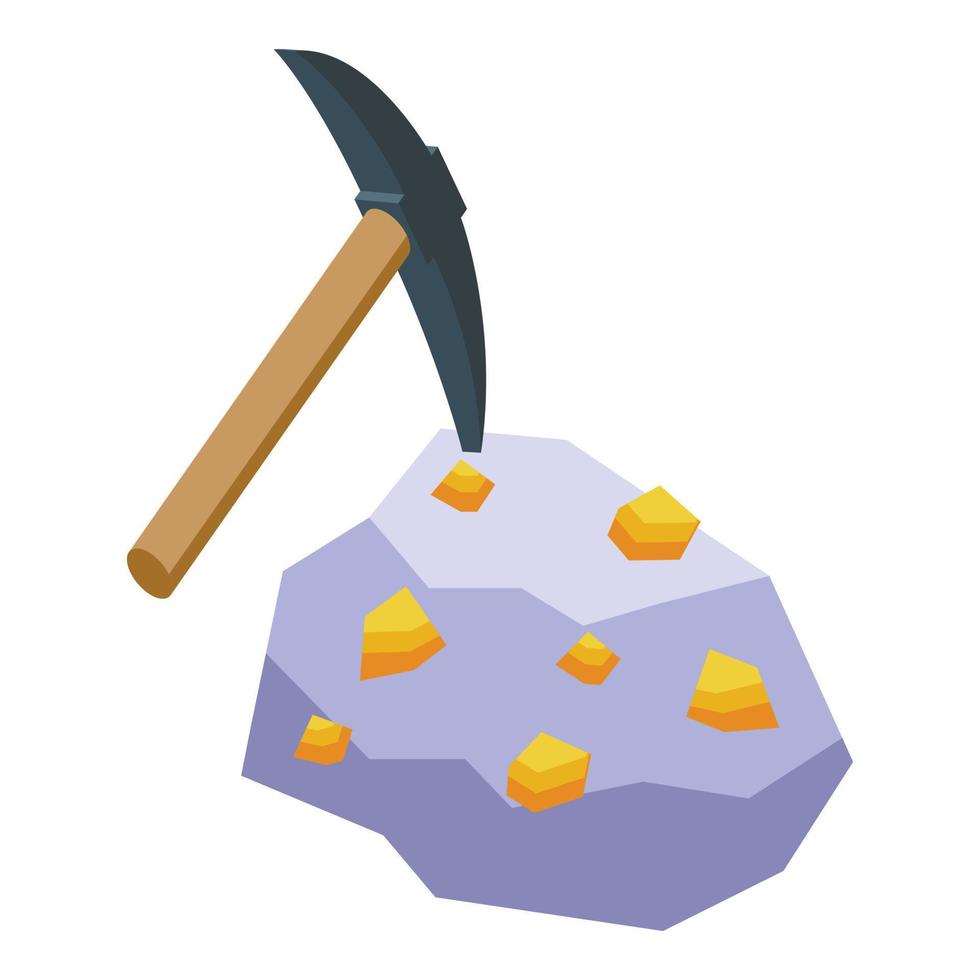 Gold mine pick axe icon isometric vector. Work cart vector