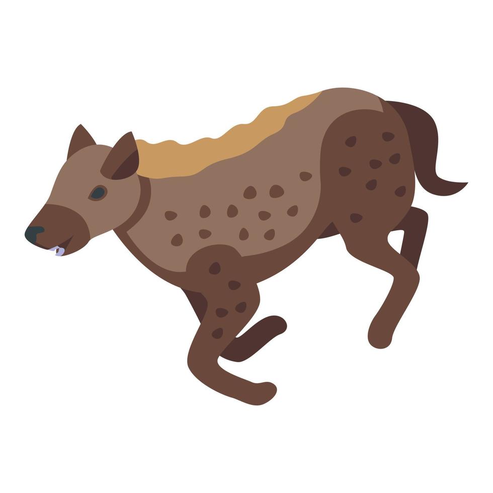 vector isométrico del icono de la hiena en ejecución. animal salvaje