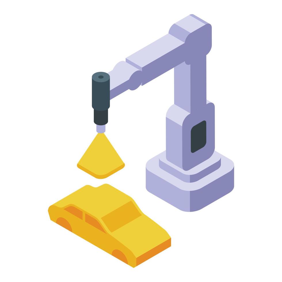 Robot arm paint service icon isometric vector. Car auto vector