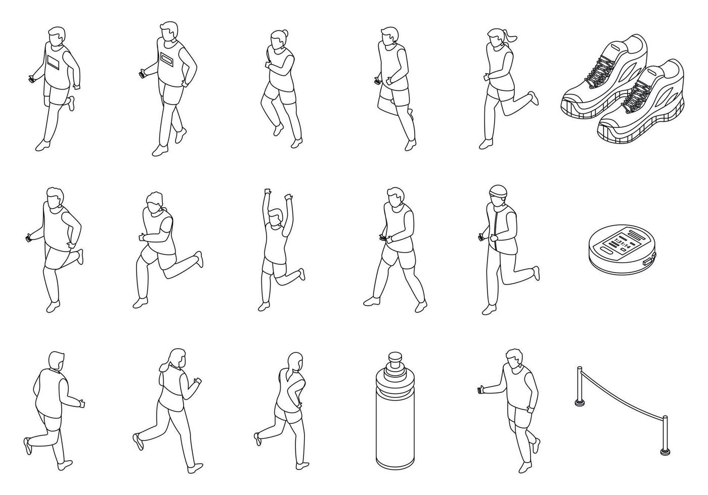 Running icons set outline vector