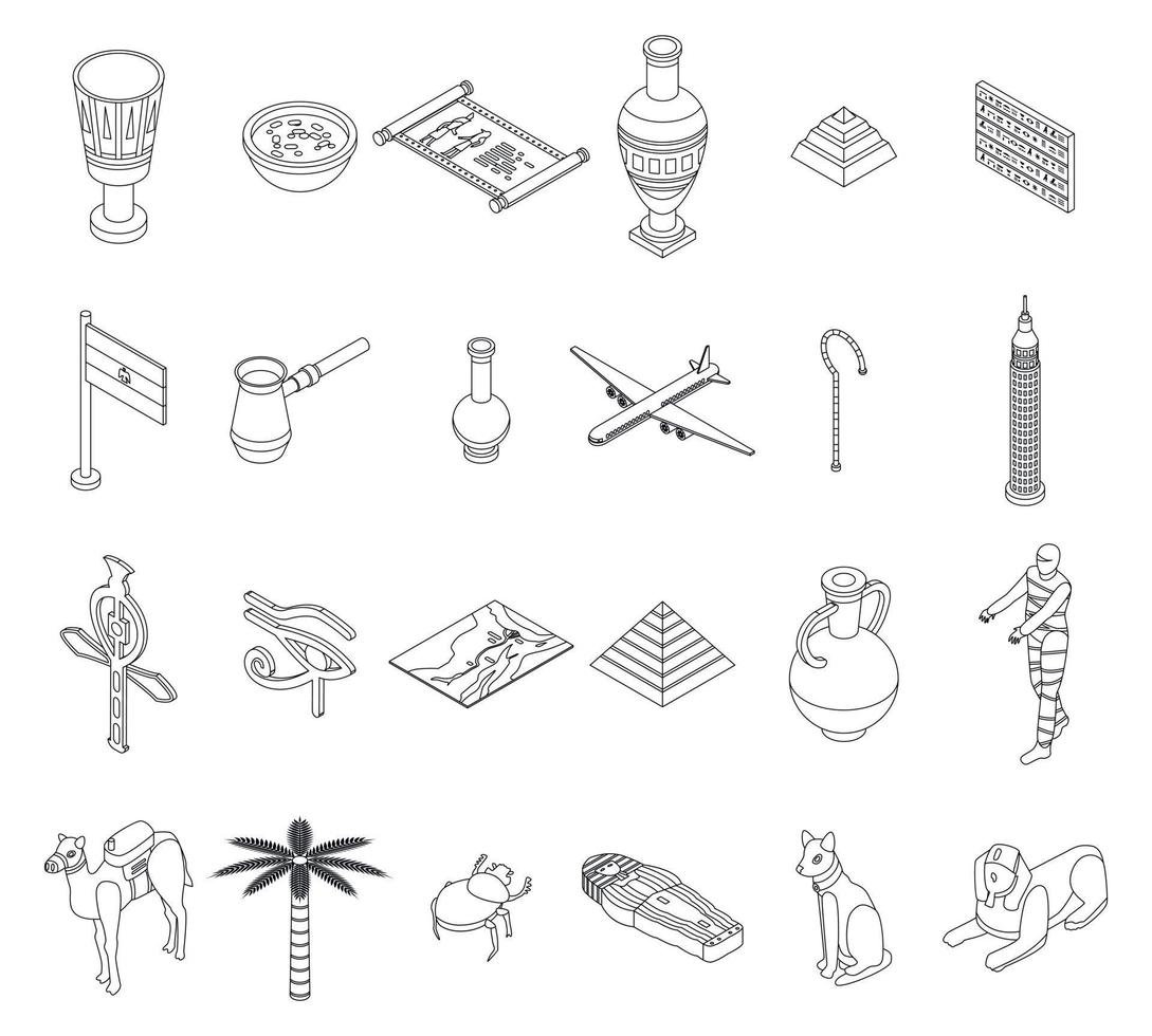 Egypt icons set outline vector
