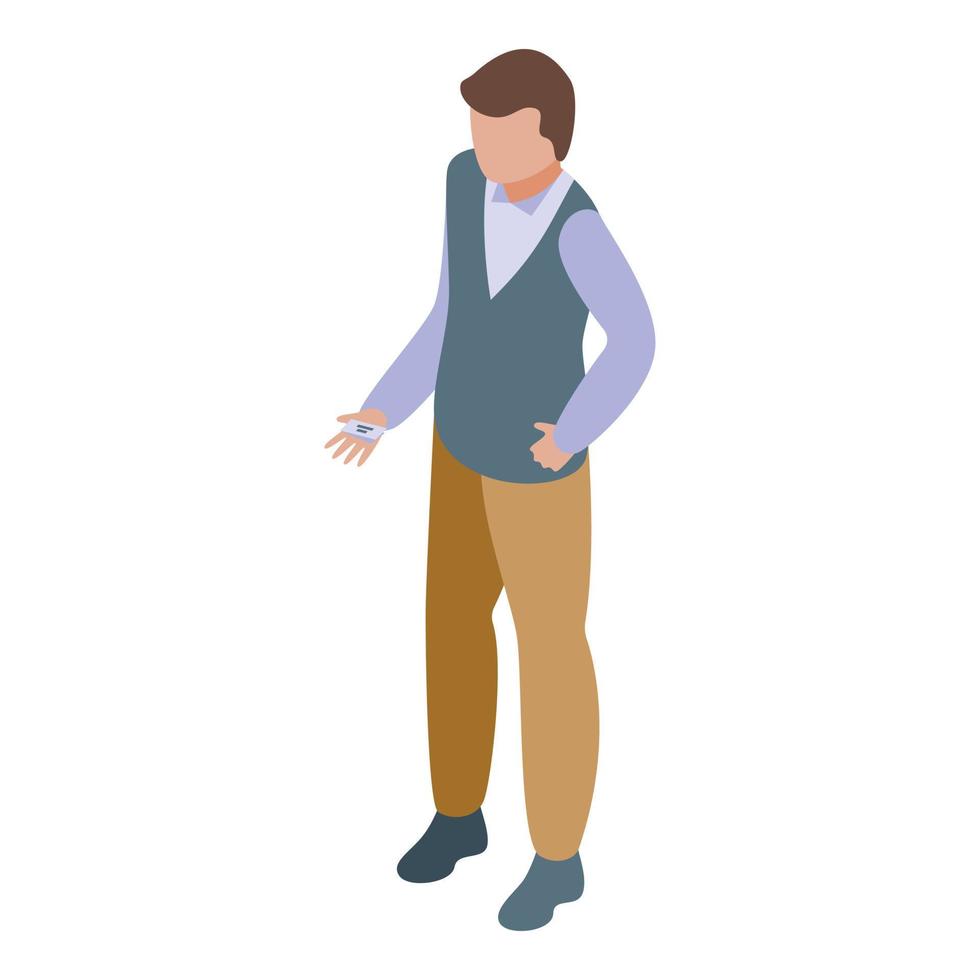 Man at drive cinema icon isometric vector. Car movie vector