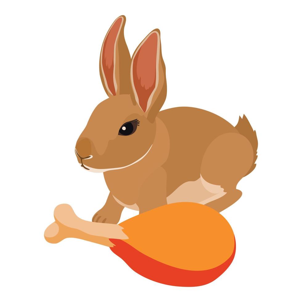 Rabbit meat icon isometric vector. Fried rabbit leg on background of bunny icon vector