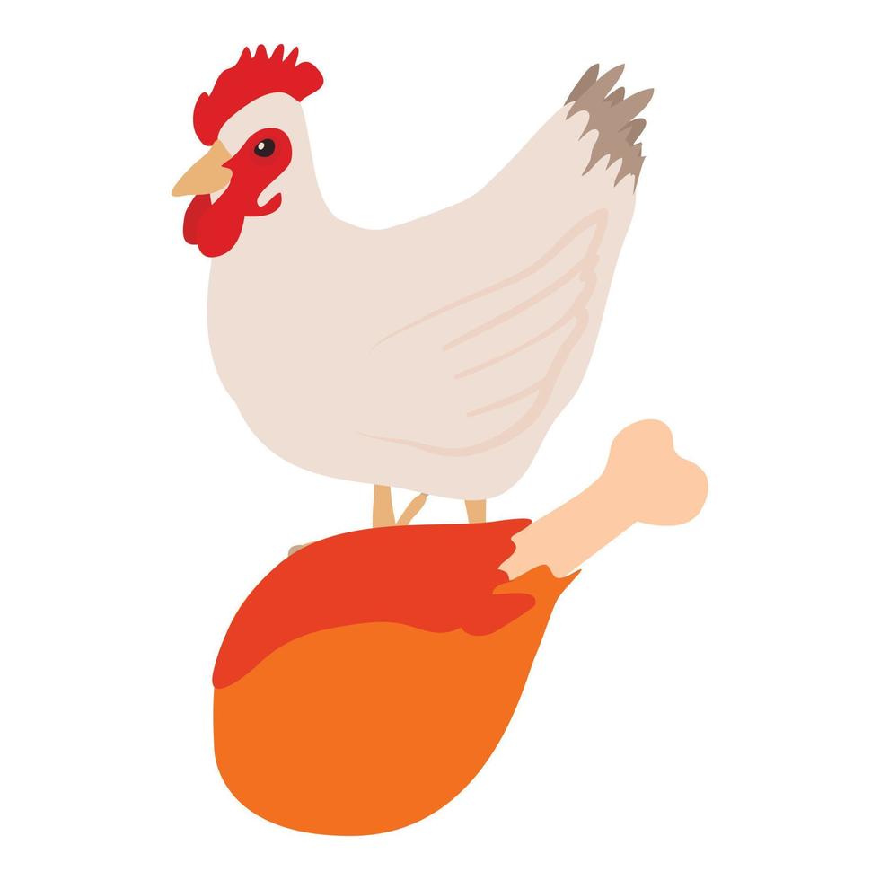 icono de carne de pollo vector isométrico. pierna de pájaro frito en el fondo del icono de pollo