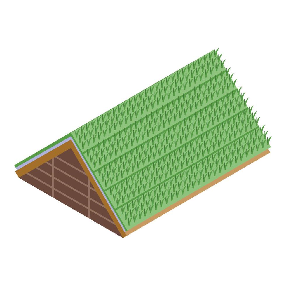 Eco green roof icon isometric vector. Metal wood vector