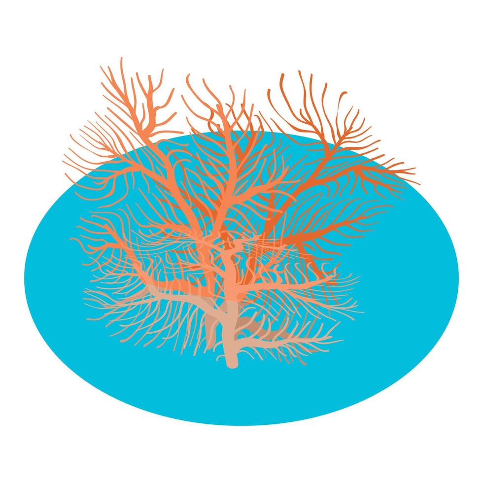 vector isométrico de icono de coral tropical. coral tropical rojo ramificado en el icono del agua