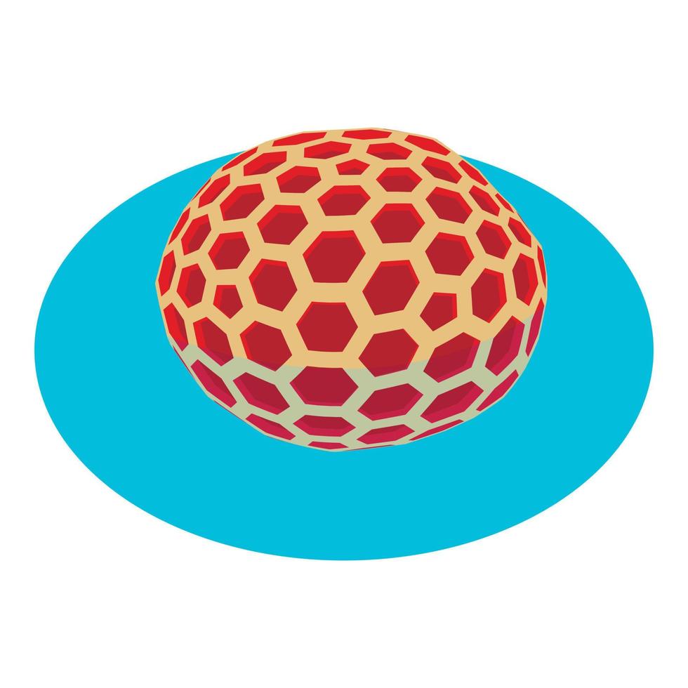 vector isométrico de icono de coral redondo. coral exótico rojo redondo en icono de agua marina