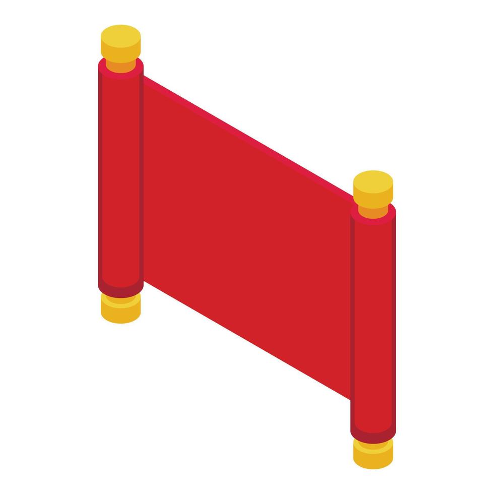 Red full scroll icon isometric vector. Chinese decoration vector