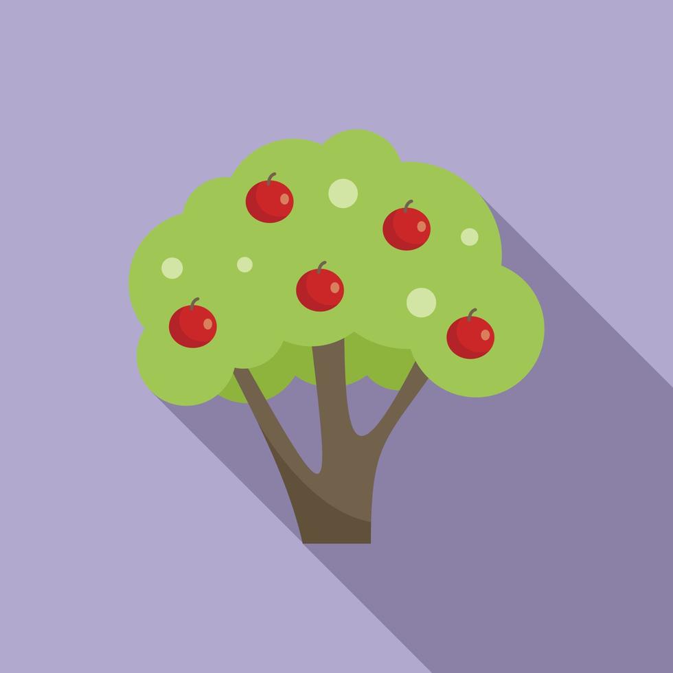 vector plano de icono de árbol de manzana pequeño. cosecha de granja
