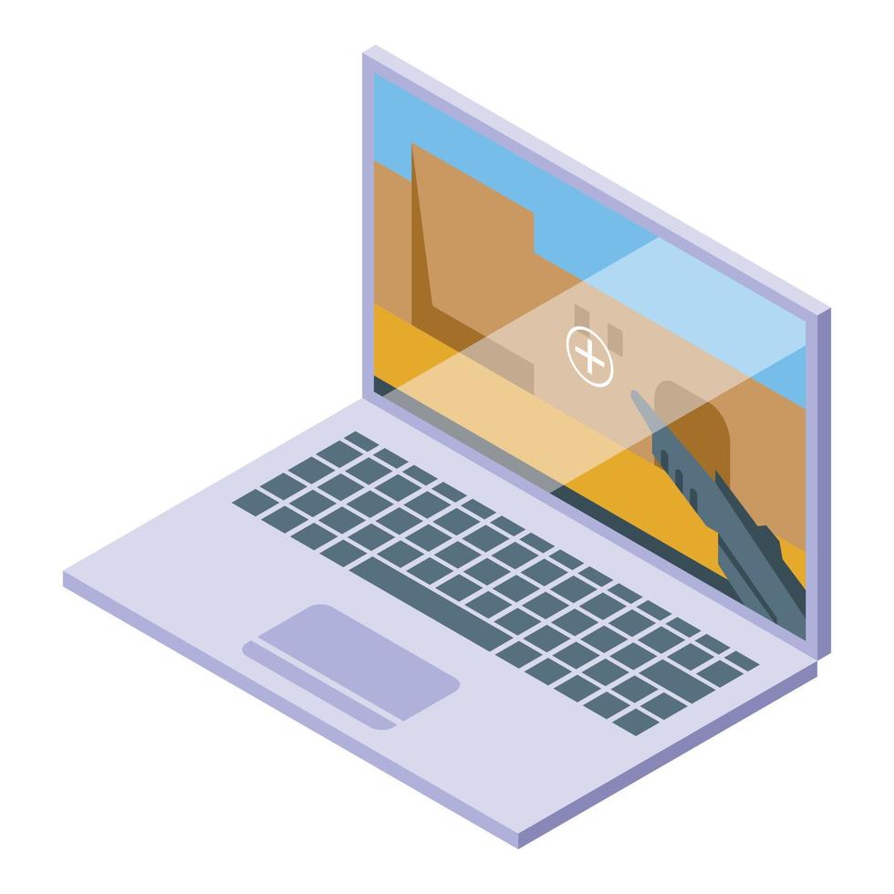 Laptop shooter icon isometric vector. Sport game vector