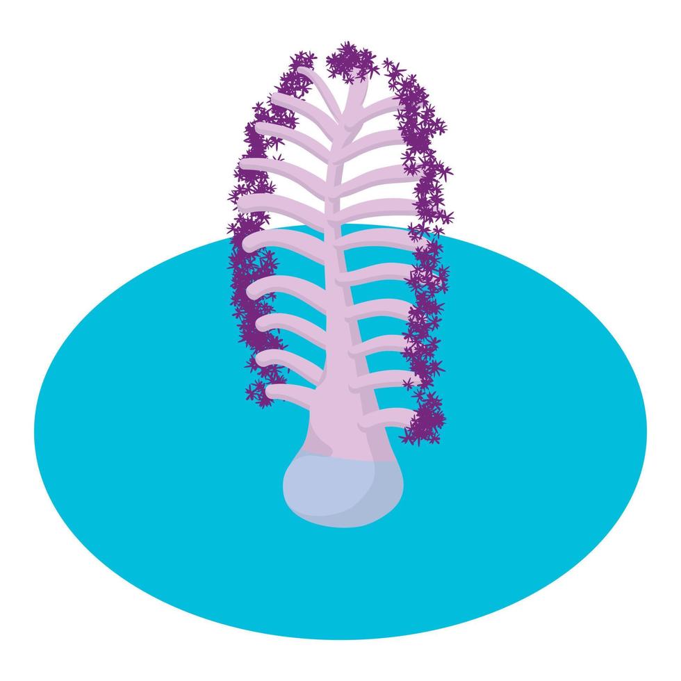 Coral branch icon isometric vector. Bright purple coral branch in sea water icon vector