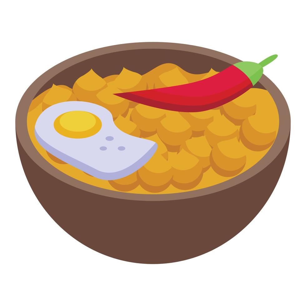 Egg pepper food icon isometric vector. Tunisia tourism vector