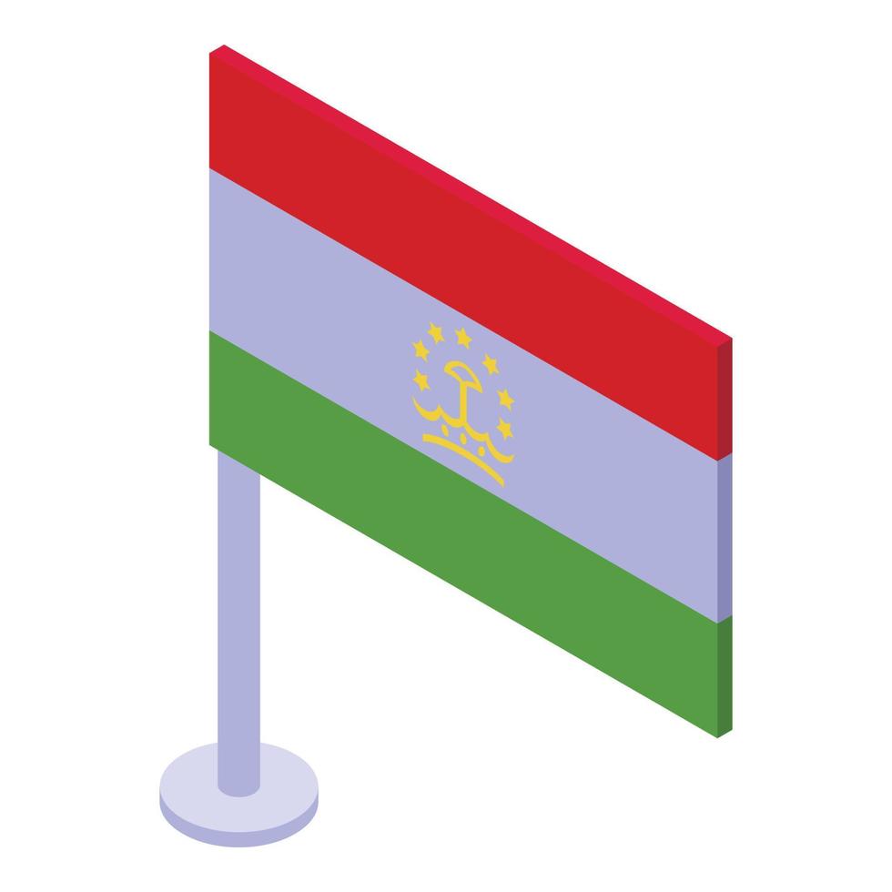 vector isométrico del icono de la bandera de tayikistán. viaje por la ciudad
