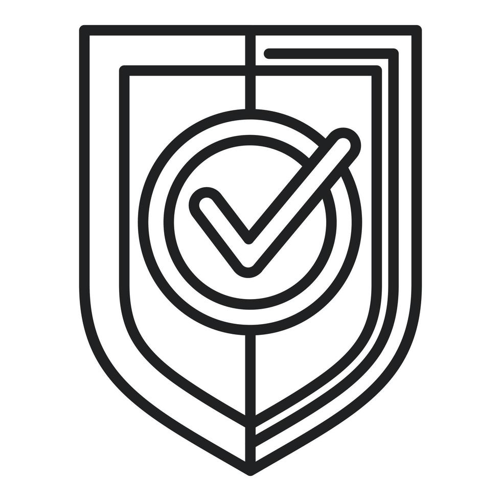 Approved shield icon outline vector. Interface button vector