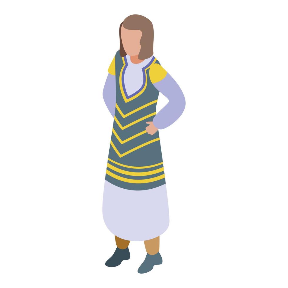 Tunis girl icon isometric vector. Tunisia tourism vector