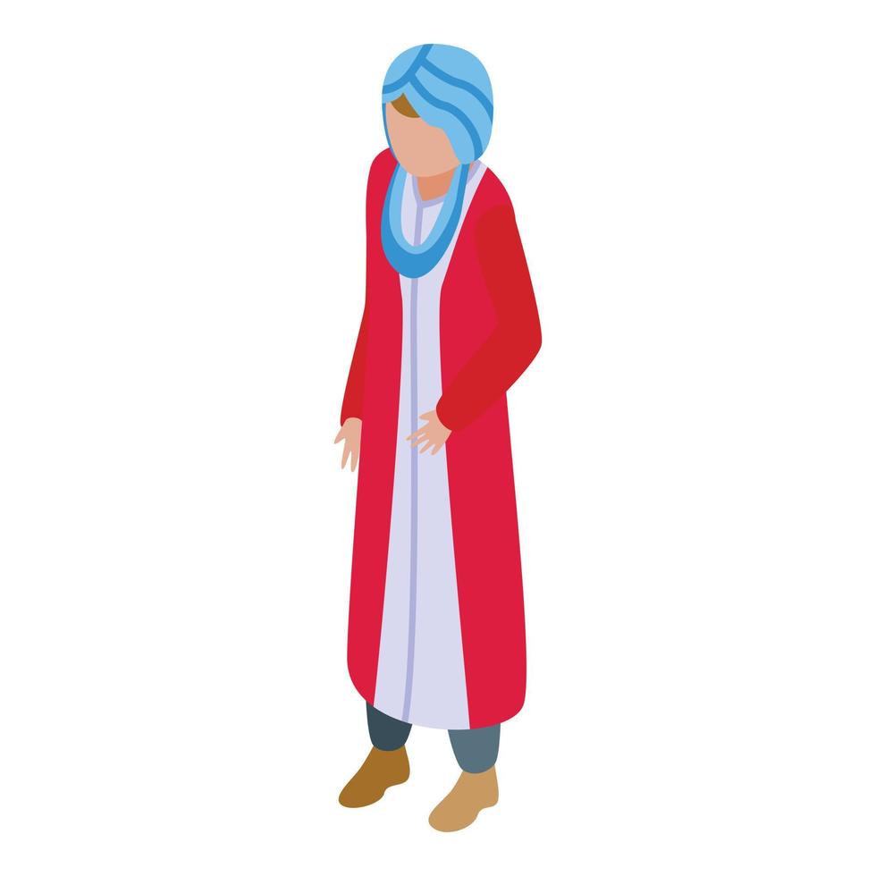 Tunisia cloth woman icon isometric vector. City travel vector