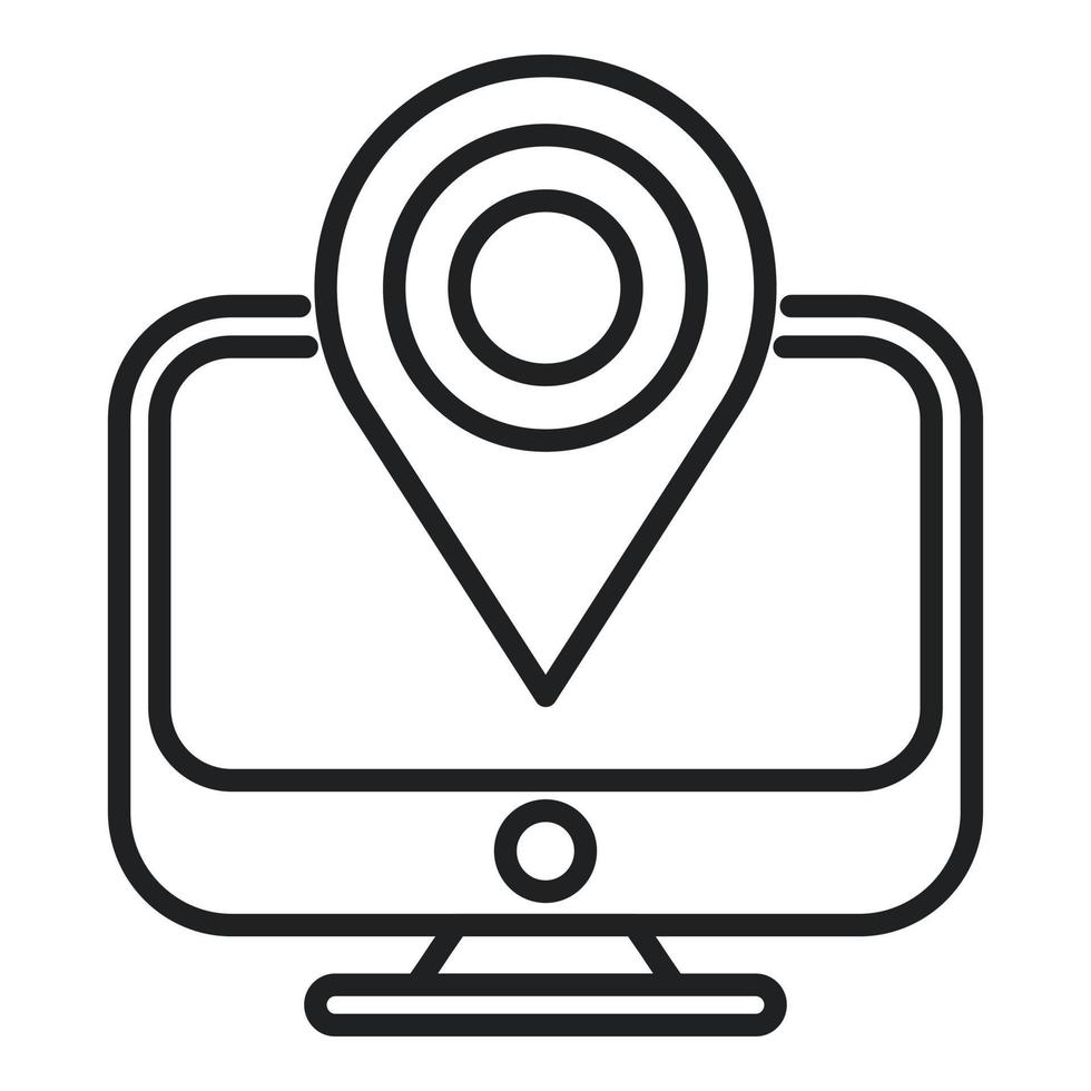 Pc location icon outline vector. Web button vector