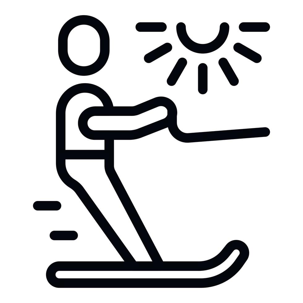 vector de contorno de icono de esquí acuático. deporte de verano