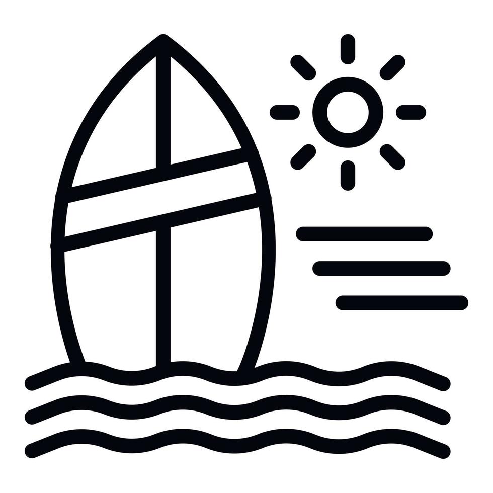 vector de contorno de icono de surf de verano. cometa de viento