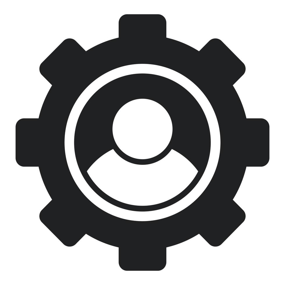 Gear setup icon simple vector. Digital person vector