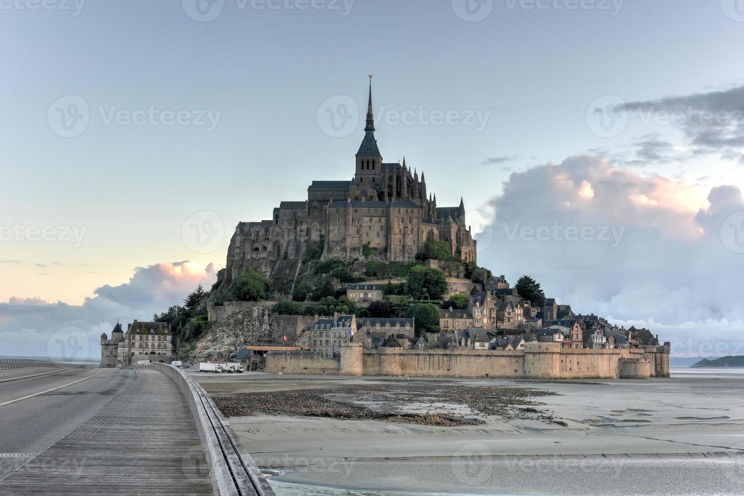 Beautiful Mont Saint-Michel cathedral on the island, Normandy, Northern France, Europe. photo