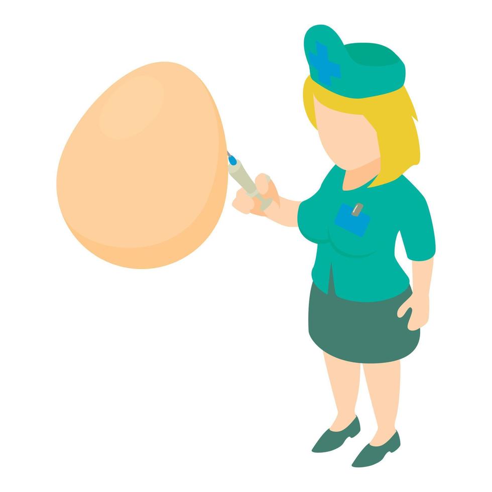 Organic product icon isometric vector. Quality control personnel and raw egg vector