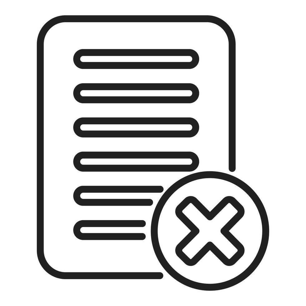 Rejected document icon outline vector. Message digital vector