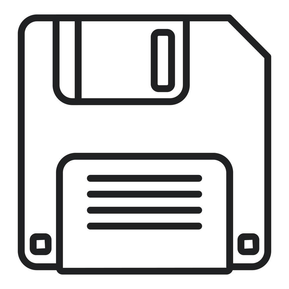 Floppy disk icon outline vector. Interface button vector
