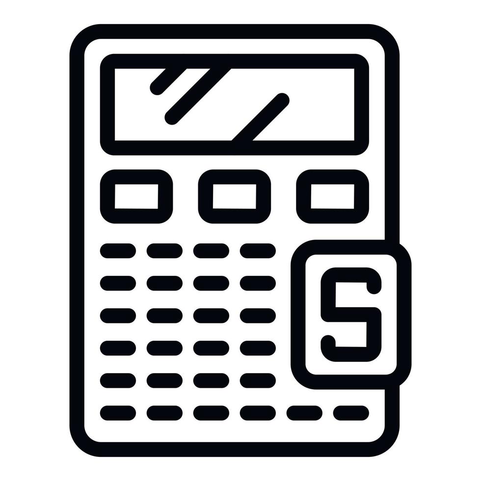 vector de esquema de icono de calculadora de subsidio. Banco de dinero