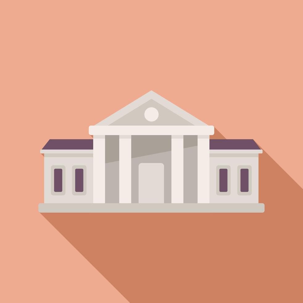 Library building icon flat vector. Campus education vector