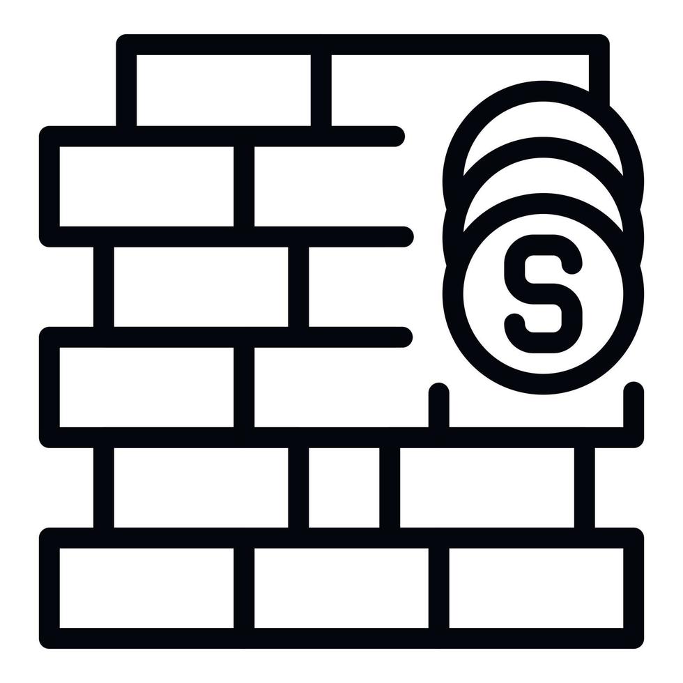 Brick wall icon outline vector. Building subsidy vector