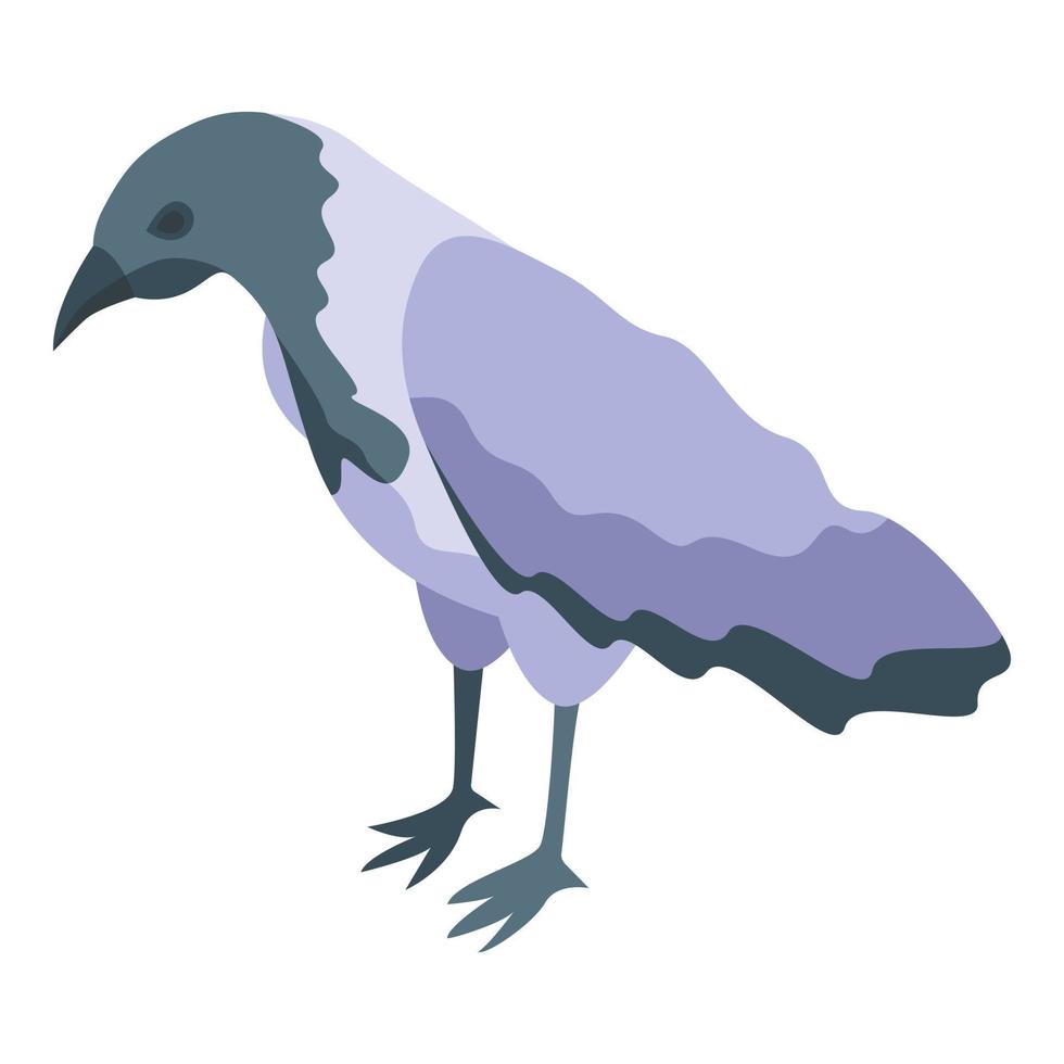 vector isométrico de icono de cuervo negro blanco. pájaro cuervo