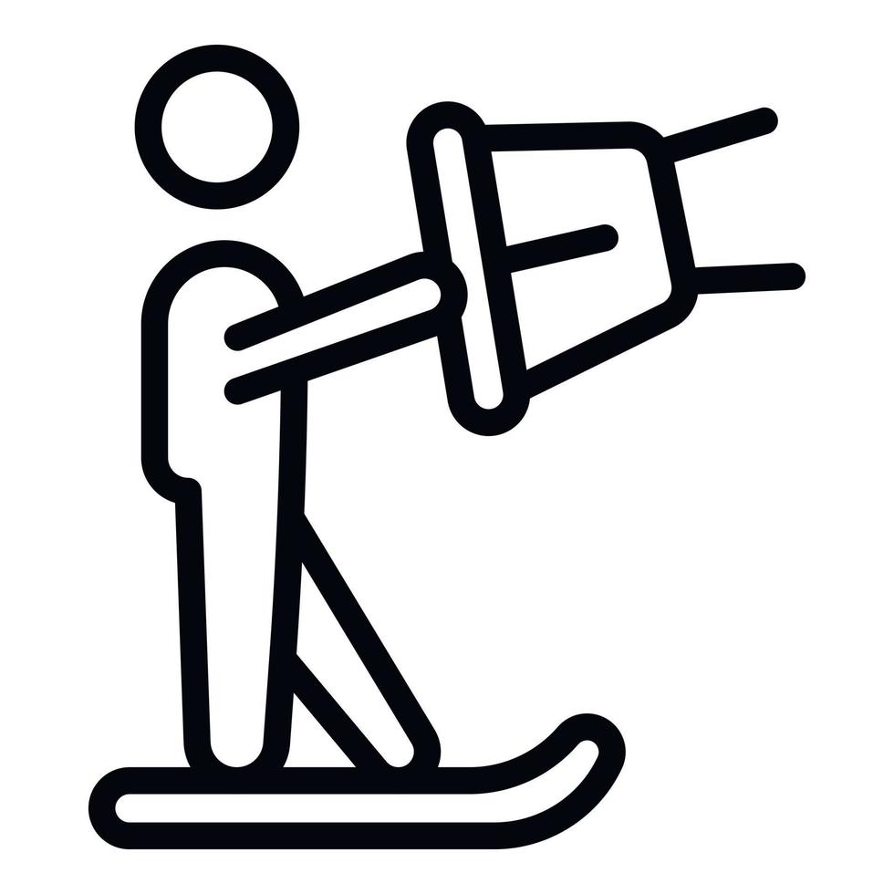 vector de contorno de icono de deporte de viento extremo. hombre surfista