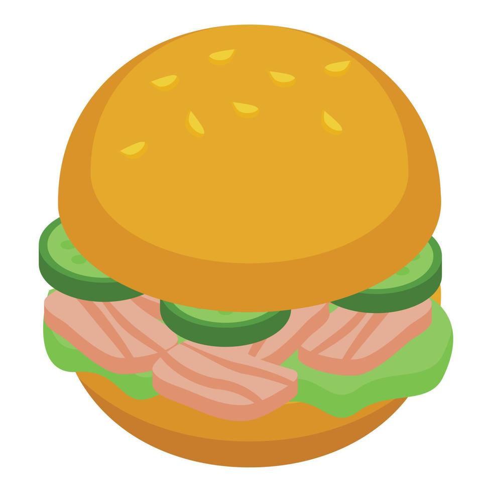 vector isométrico del icono de la hamburguesa de ternera. comida americana