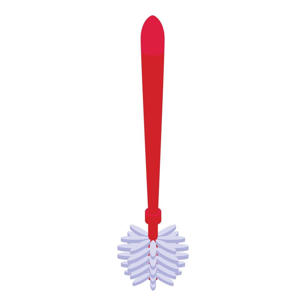 Red toilet brush icon isometric vector. Clean wc vector