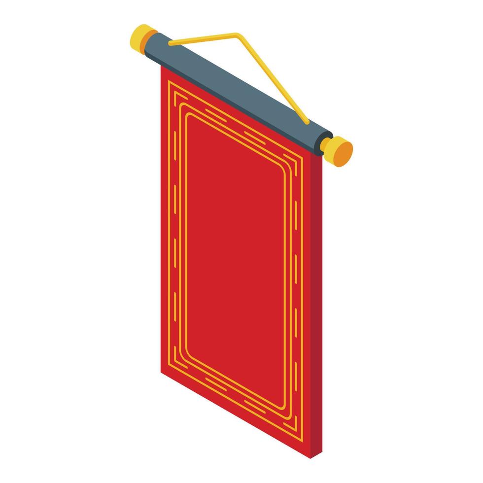 Red roll icon isometric vector. Chinese scroll vector
